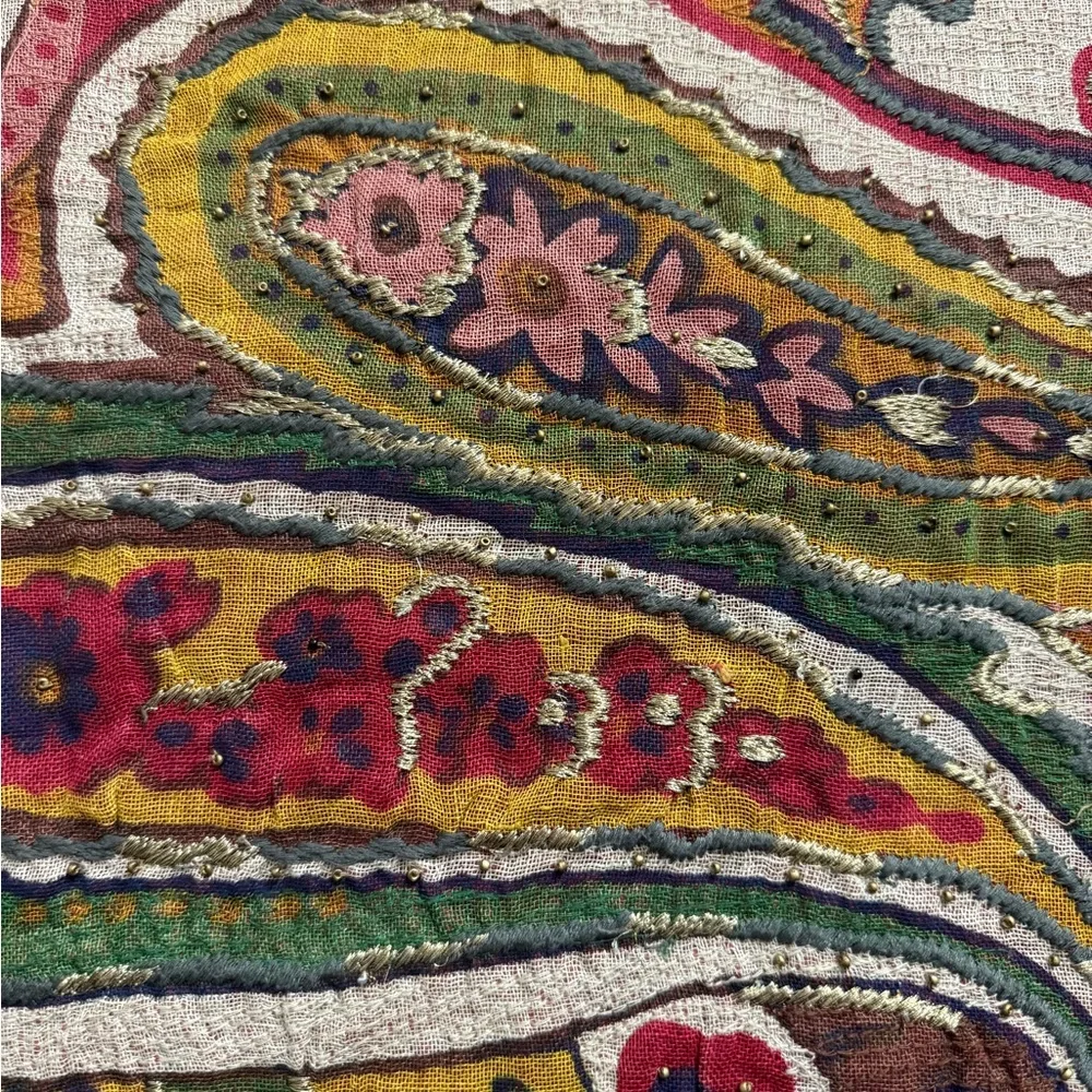 Pottery Barn Paisley Pillow Cover - Red, Green, Yellow - Picture 2 of 5